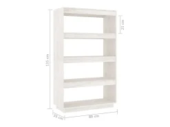 Estantería/divisor espacios madera pino blanco 80x35x135 cm