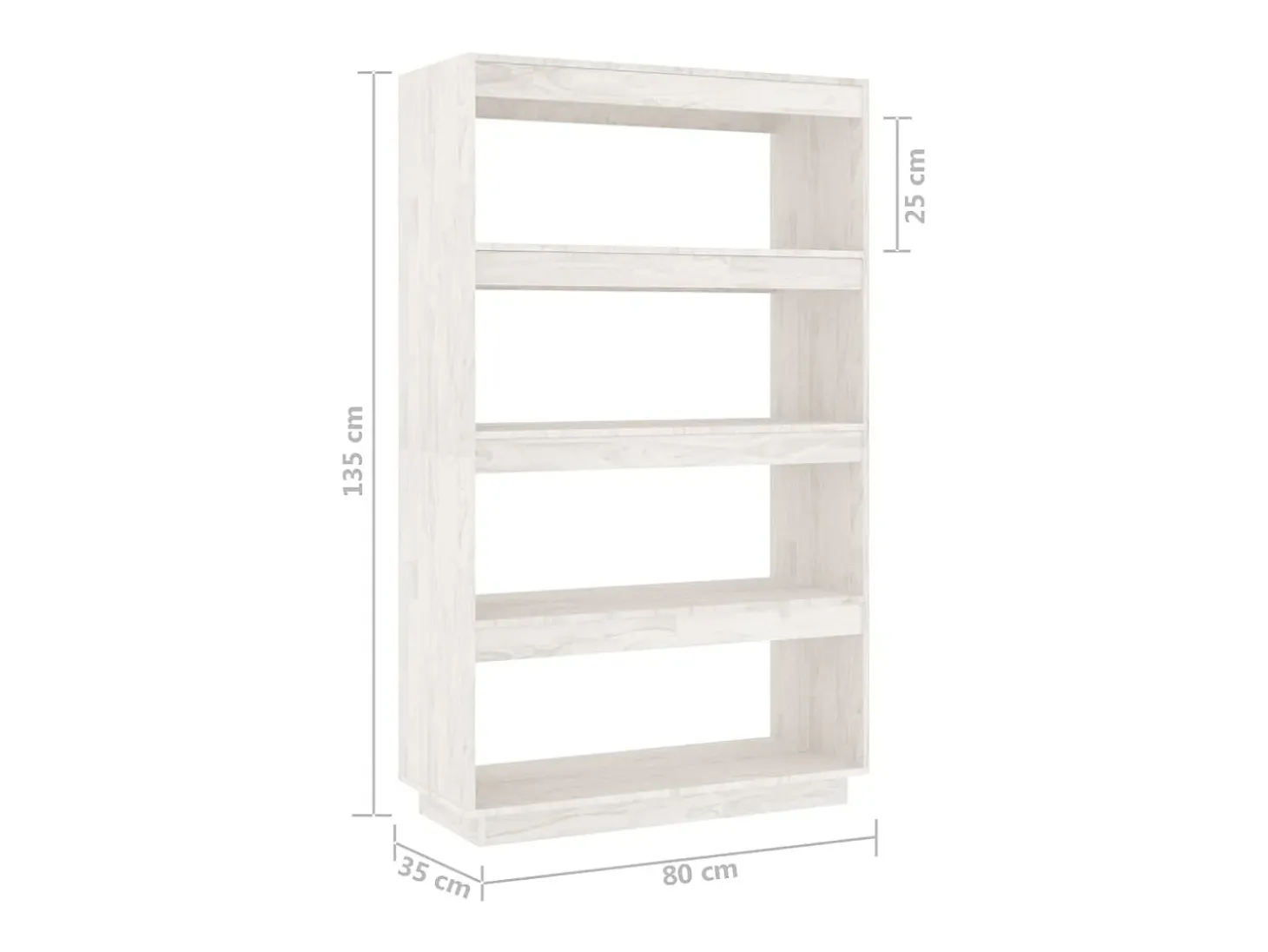 Estantería/divisor espacios madera pino blanco 80x35x135 cm