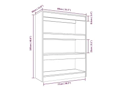 Estantería/divisor madera contrachapada negro 80x30x103 cm