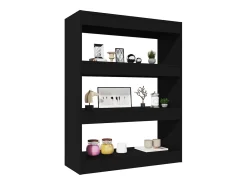 Estantería/divisor madera contrachapada negro 80x30x103 cm