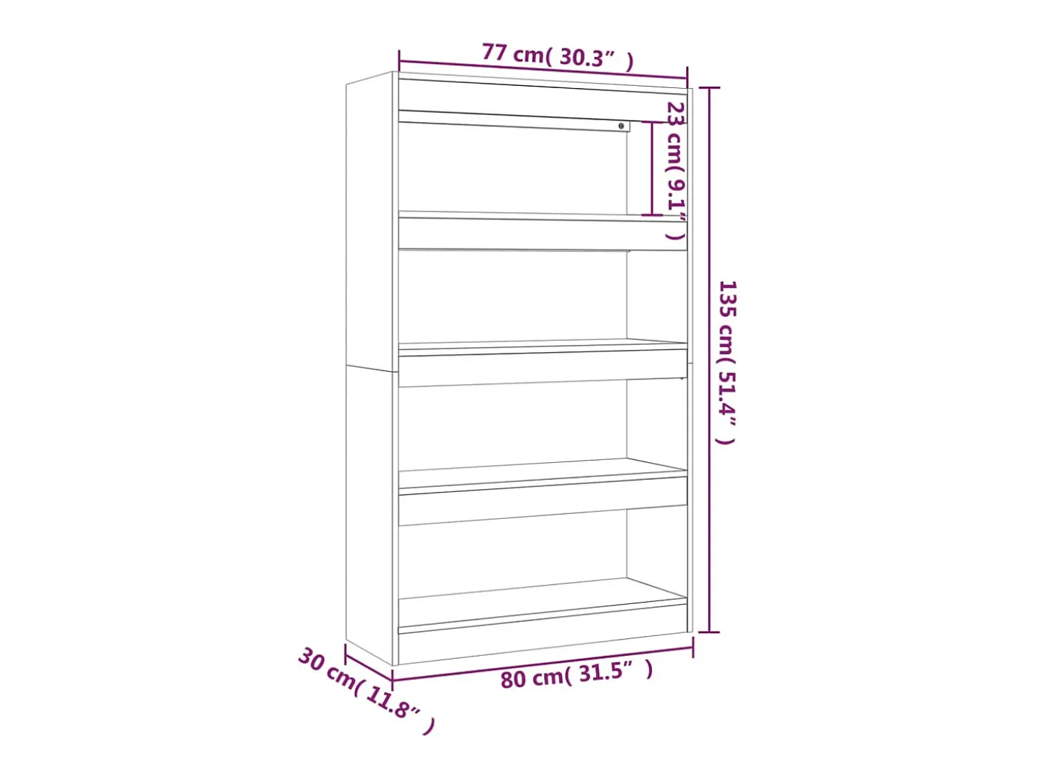 Estantería/divisor madera de ingeniería negro 80x30x135 cm