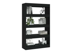 Estantería/divisor madera de ingeniería negro 80x30x135 cm