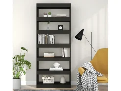 Estantería/divisor madera de ingeniería negro 80x30x198 cm