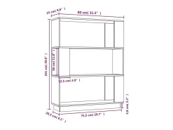 Estantería/divisor madera de pino marrón miel 80x25x101 cm
