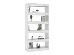 Estantería/divisor madera ingeniería blanco brillo 80x30x166 cm