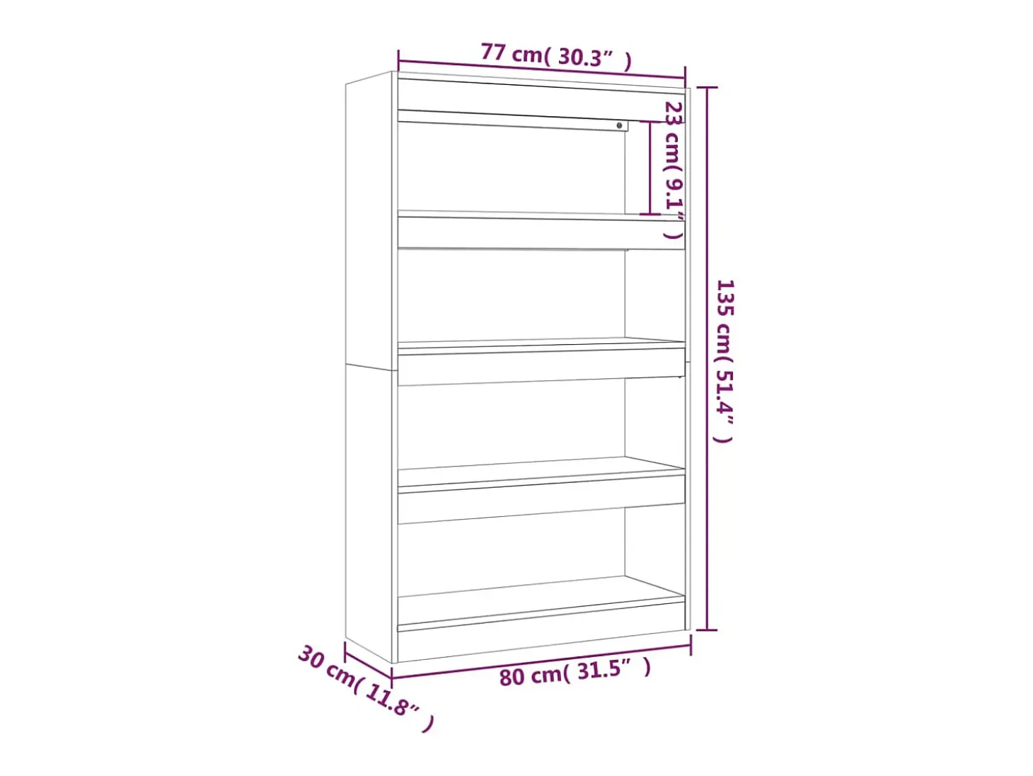 Estantería/divisor madera ingeniería gris Sonoma 80x30x135 cm