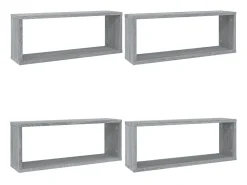 Estantes cúbicos de pared 4 uds madera gris Sonoma 60x15x23 cm ES810149