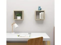 Estantes cubo de pared 2 unidades roble Sonoma 30x15x30 cm ES54424