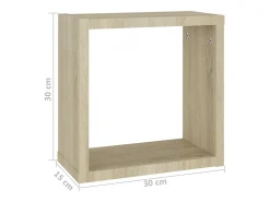 Estantes cubo de pared 2 unidades roble Sonoma 30x15x30 cm