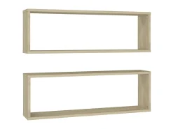 Estantes cubos de pared 2 uds contrachapada roble 80x15x26,5 cm ES59166