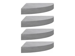 Estantes de esquina de pared 4 piezas Gris hormigón 25x25x3,8 cm MDF