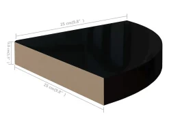 Estantes de esquina flotantes 4 piezas Negro brillante 25x25x3.8cm MDF