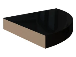 Estantes de esquina flotantes (2 unidades), negro brillante, 25 x 25 x 3,8 cm, MDF