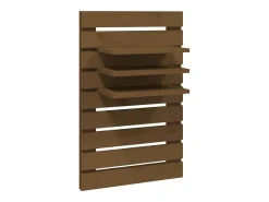 Estantes de noche de pared de madera maciza de pino marrón miel, 2 unidades