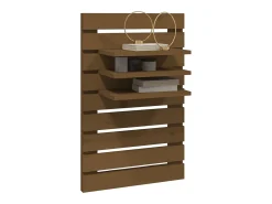 Estantes de noche de pared de madera maciza de pino marrón miel, 2 unidades
