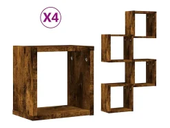 Estantes de pared 4 piezas Marrón 26 x 15 x 26 cm Madera de ingeniería