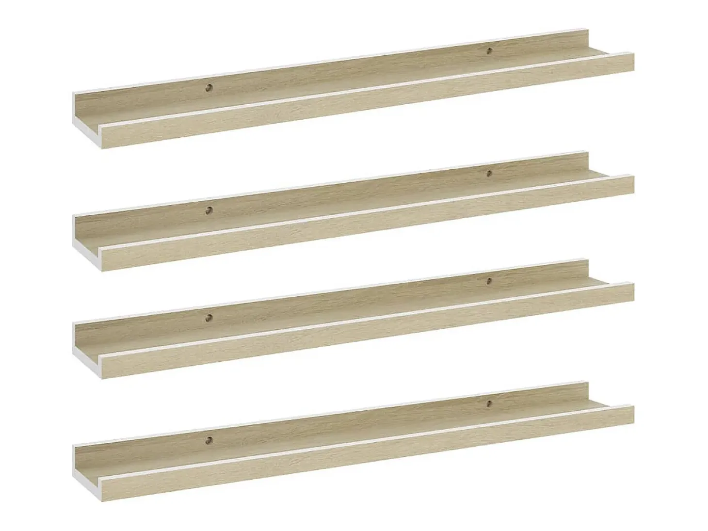 Estantes de pared 4 piezas blanco y roble sonoma 60x9x3 cm