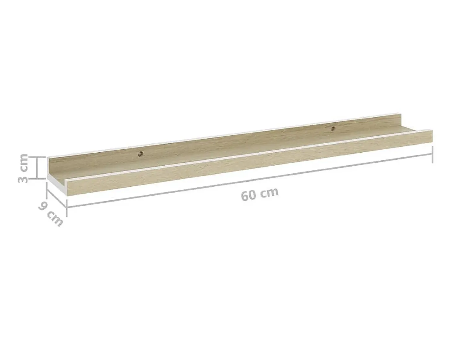 Estantes de pared 4 piezas blanco y roble sonoma 60x9x3 cm
