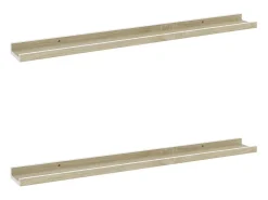 Estantes de pared 2 piezas blanco y roble sonoma 80x9x3 cm
