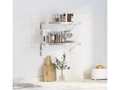 Estantes de pared 2 uds acero inoxidable plateado 50x30 cm ES438322