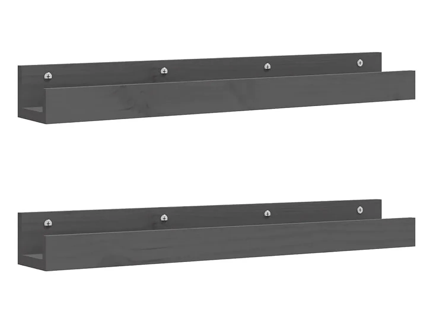 Estantes de pared 2 uds Gris 80x12x9 cm Madera maciza de pino