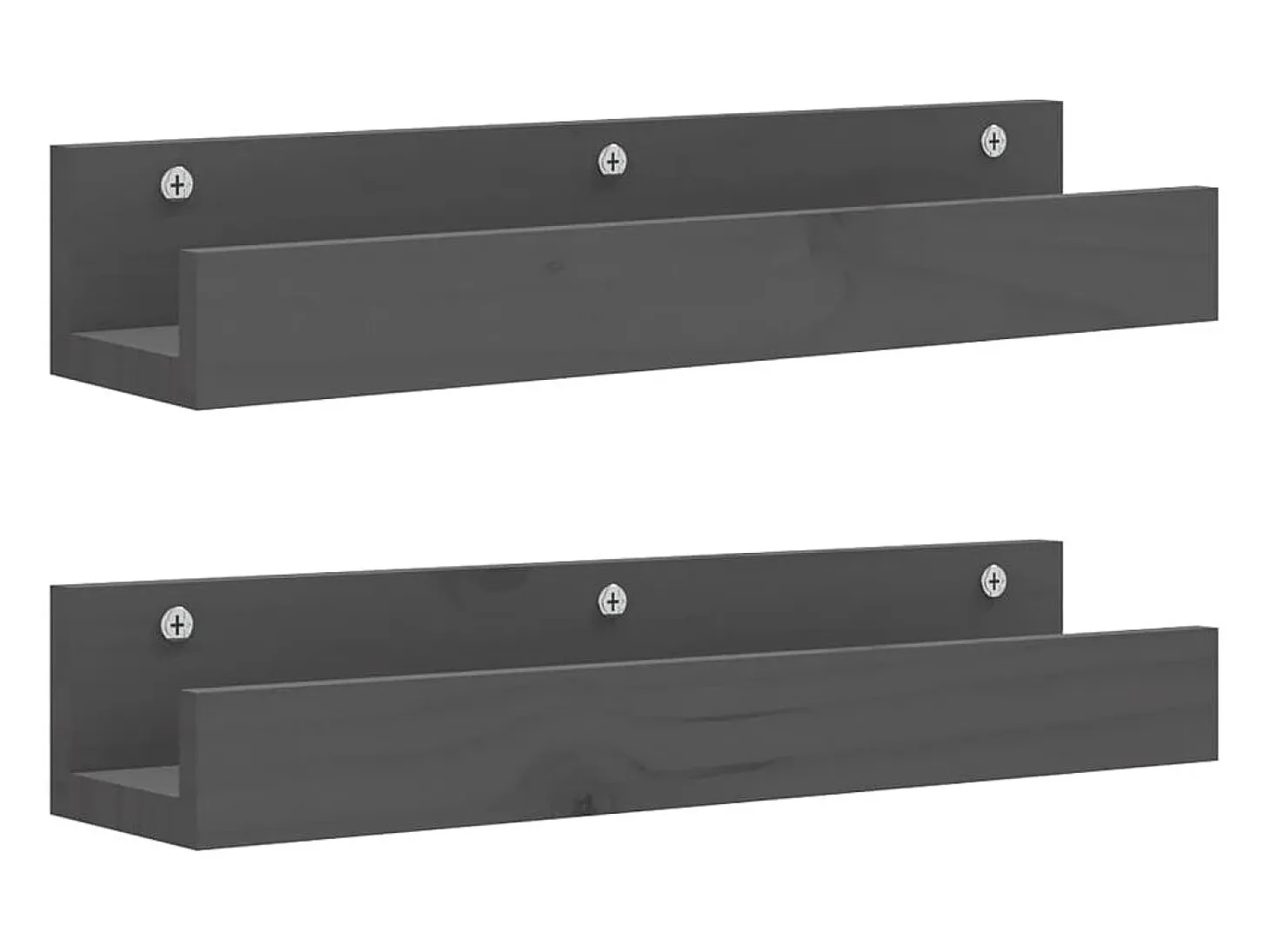 Estantes de pared 2 uds Gris 50x12x9 cm Madera maciza de pino