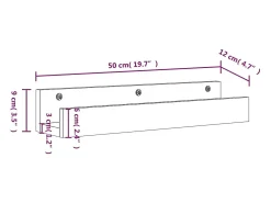 Estantes de pared 2 uds Gris 50x12x9 cm Madera maciza de pino
