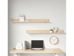 Estantes de pared 2 uds 110x11x9 cm Madera maciza de pino