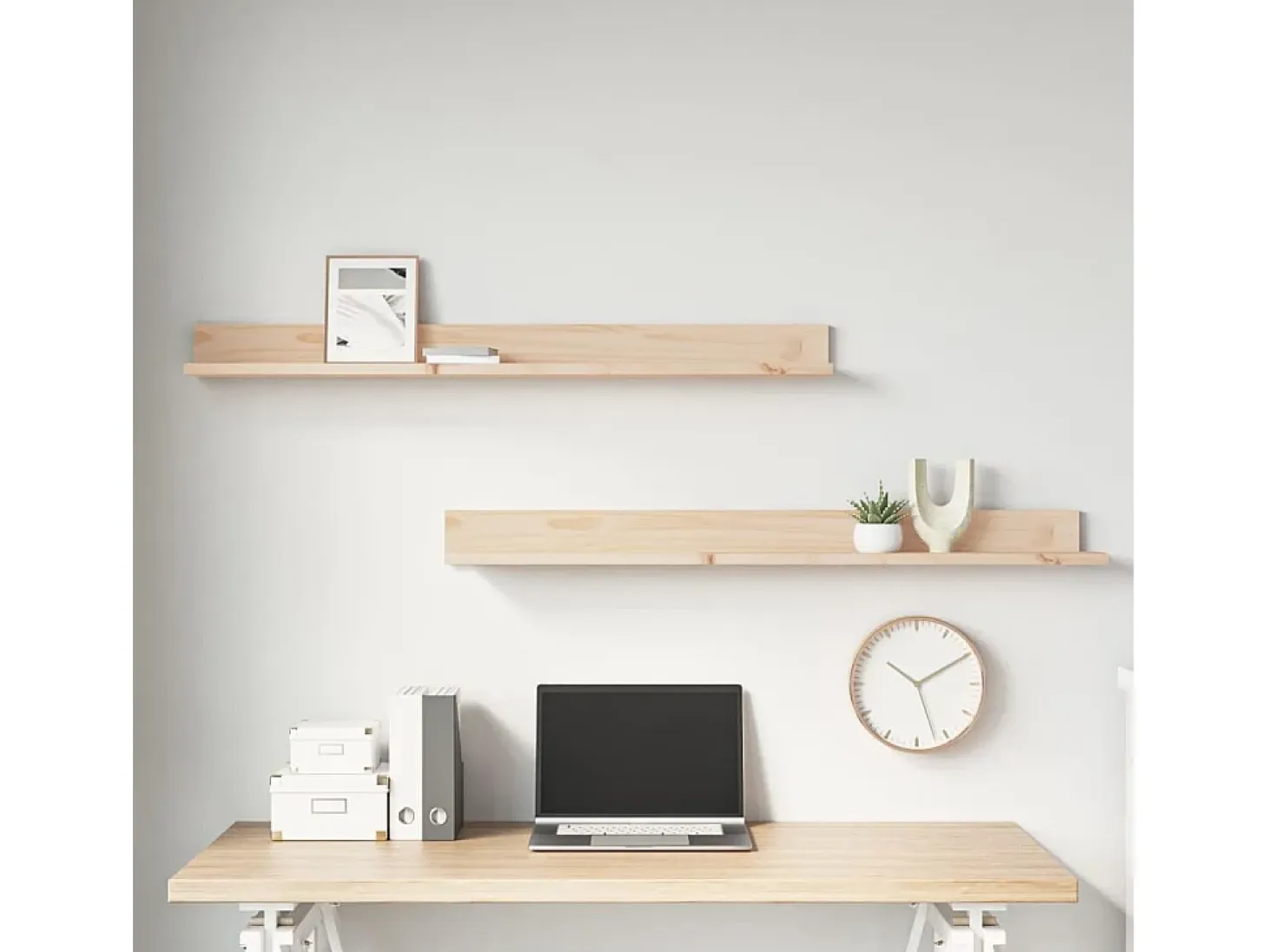 Estantes de pared 2 uds 110x11x9 cm Madera maciza de pino