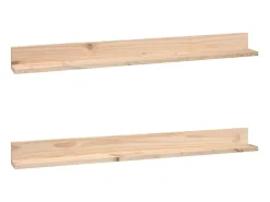 Estantes de pared 2 uds 110x11x9 cm Madera maciza de pino
