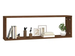 Estantes de pared cúbicos 4 piezas Roble marrón 80x15x26,5 cm