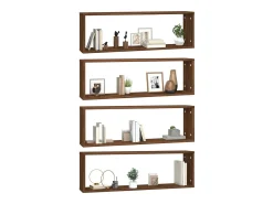 Estantes de pared cúbicos 4 piezas Roble marrón 80x15x26,5 cm