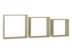 Estantes de pared cúbicos de 3 piezas, roble Sonoma