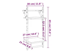 Estantes de pared de 2 niveles con barras, 2 piezas, color marrón roble