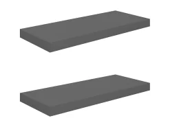 Estantes de pared de pared 2 uds MDF gris brillo 60x23,5x3,8cm ES35098