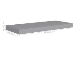 Estantes de pared flotantes 2 piezas Gris 60x23,5x3,8 cm MDF