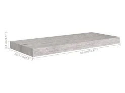 Estantes de pared flotantes 2 uds gris hormigón 60x23,5x3,8 cm MDF