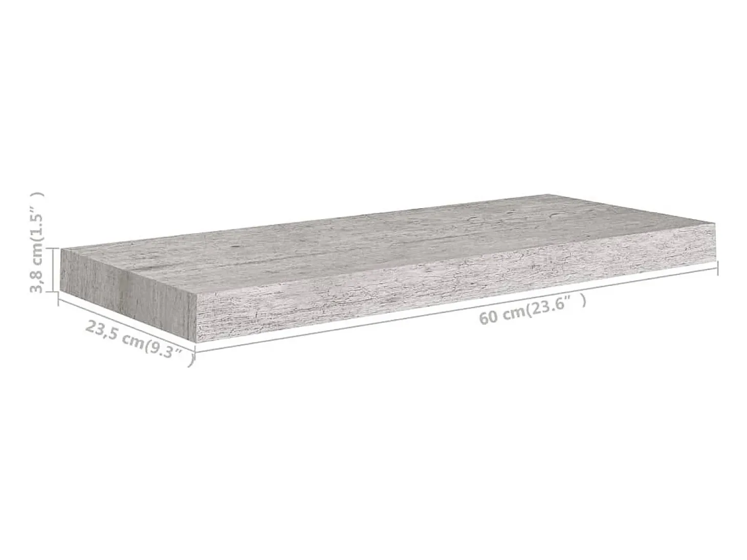 Estantes de pared flotantes 2 uds gris hormigón 60x23,5x3,8 cm MDF