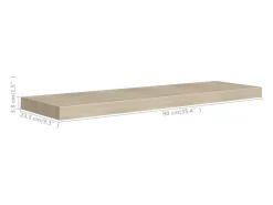 Estantes de pared flotantes 2 piezas roble 90x23,5x3,8 cm MDF