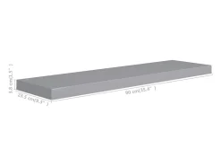 Estantes de pared flotantes 4 piezas gris 90x23,5x3,8 cm MDF