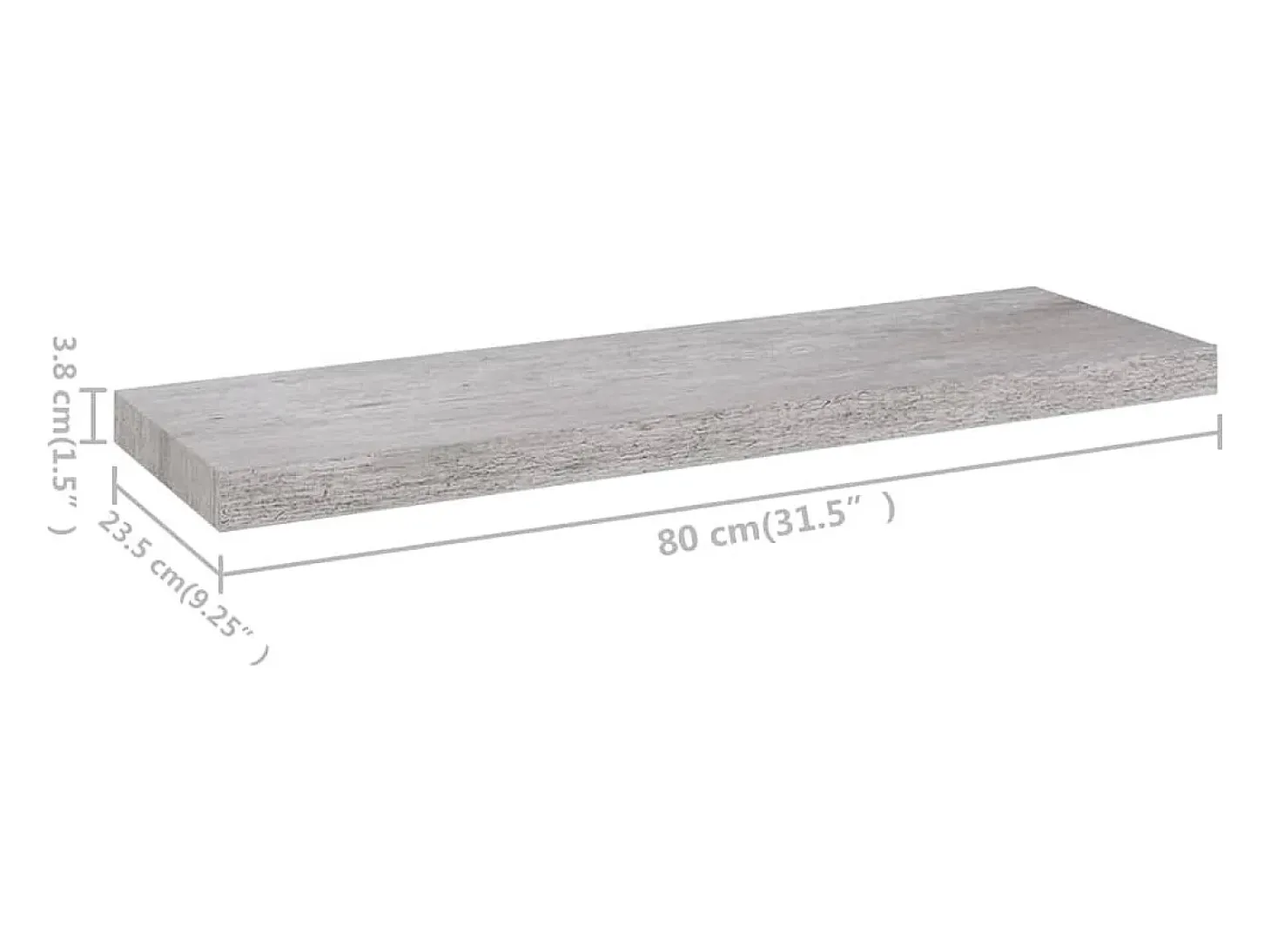 Estantes de pared flotantes 4 piezas gris hormigón 80x23,5x3,8 cm MDF