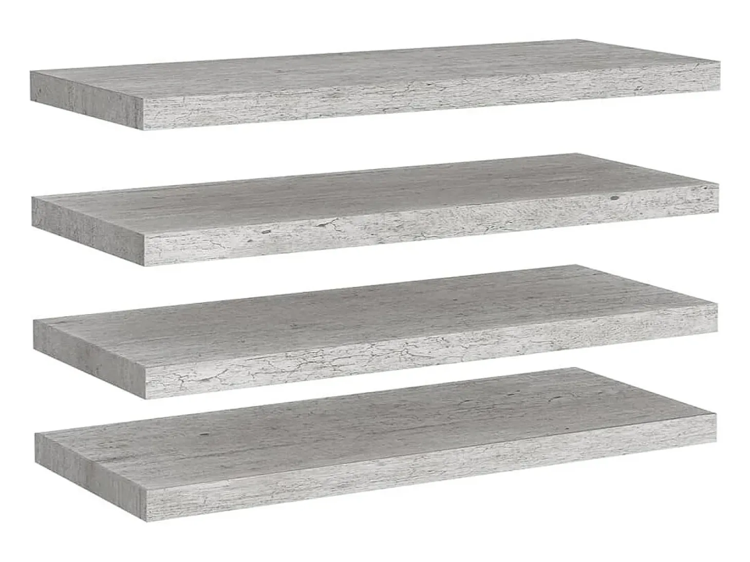 Estantes de pared flotantes 4 piezas gris hormigón 80x23,5x3,8 cm MDF