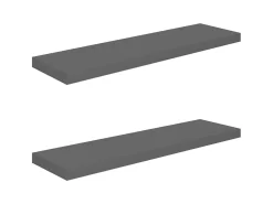 Estantes de pared pared 2 uds MDF gris brillo 90x23,5x3,8 cm ES42688