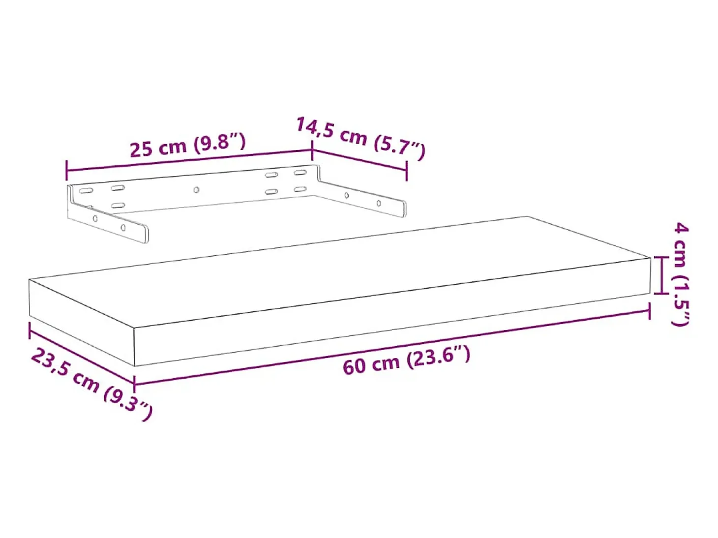 Estantes flotantes 4 piezas 60x23,5x4 cm madera de ingeniería
