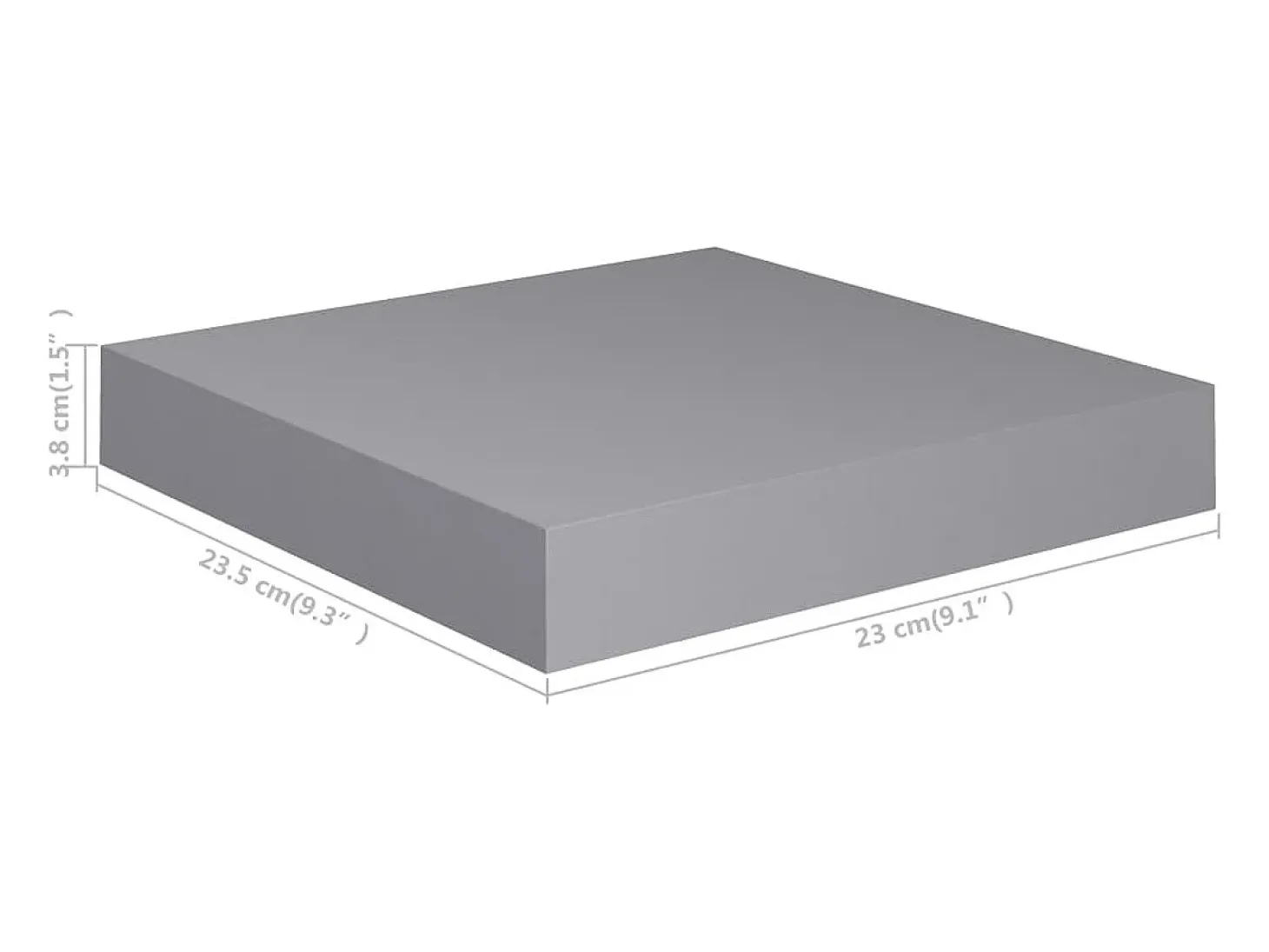 Estantes flotantes de pared 2 piezas gris 23x23,5x3,8 cm MDF