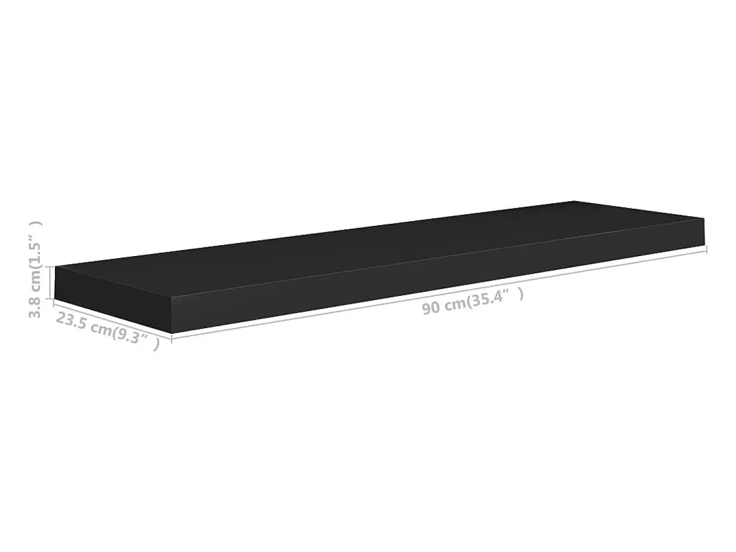 Estantes flotantes de pared 4 piezas negro 90x23,5x3,8 cm MDF