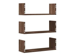Estantes pared 3 uds madera ingeniería marrón roble 58x18x18cm