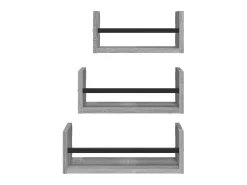 Estantes pared con barras 3 pzas madera ingeniería gris Sonoma ES27734