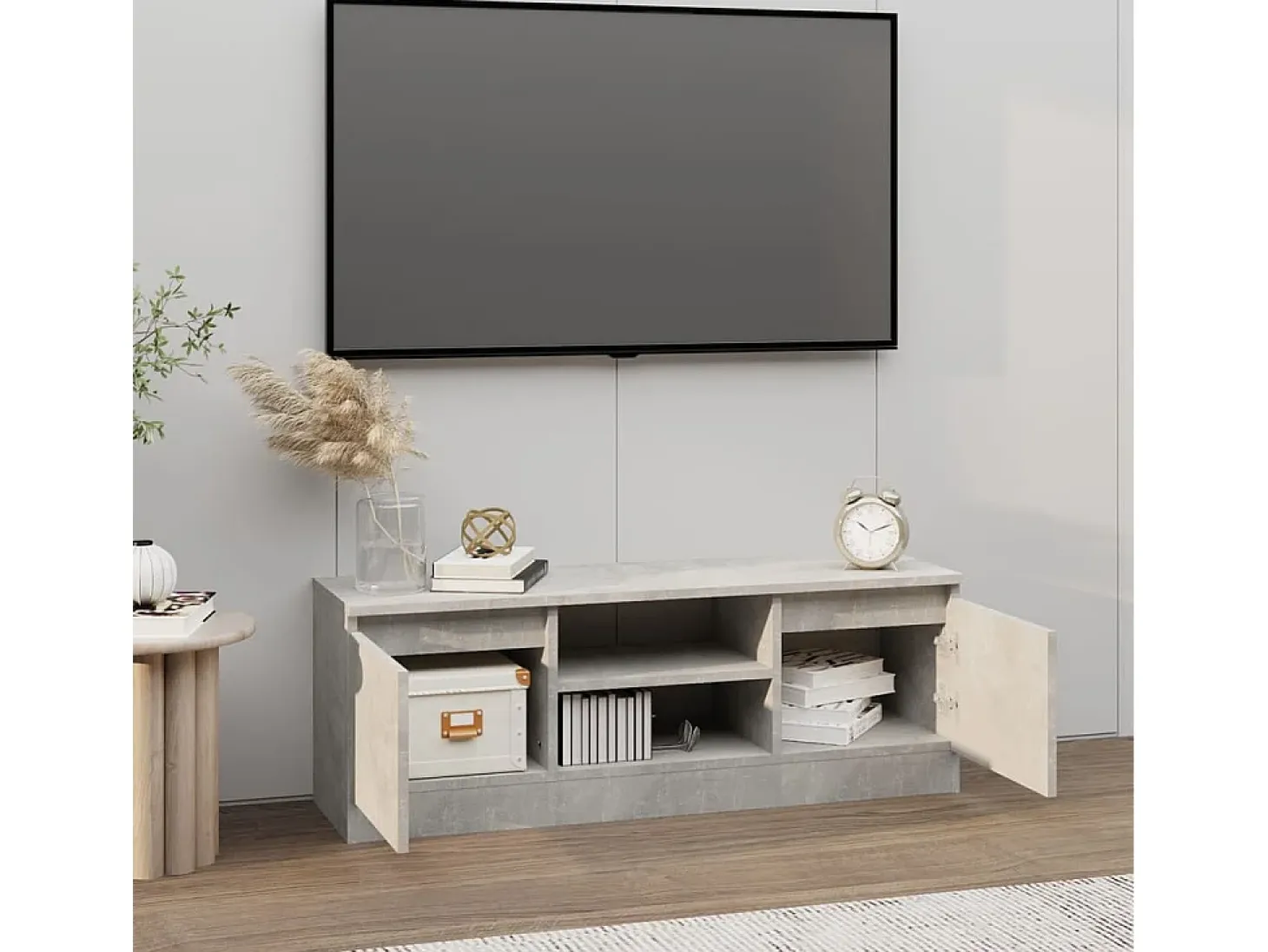 Eugene Mueble de TV con puerta gris hormigón 102x30x36 cm