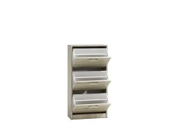 FANO - Zapatero de estilo moderno - 116x60x28 cm - Zapatero 3 puertas 6 nichos - Mueble recibidor - Aspecto madera